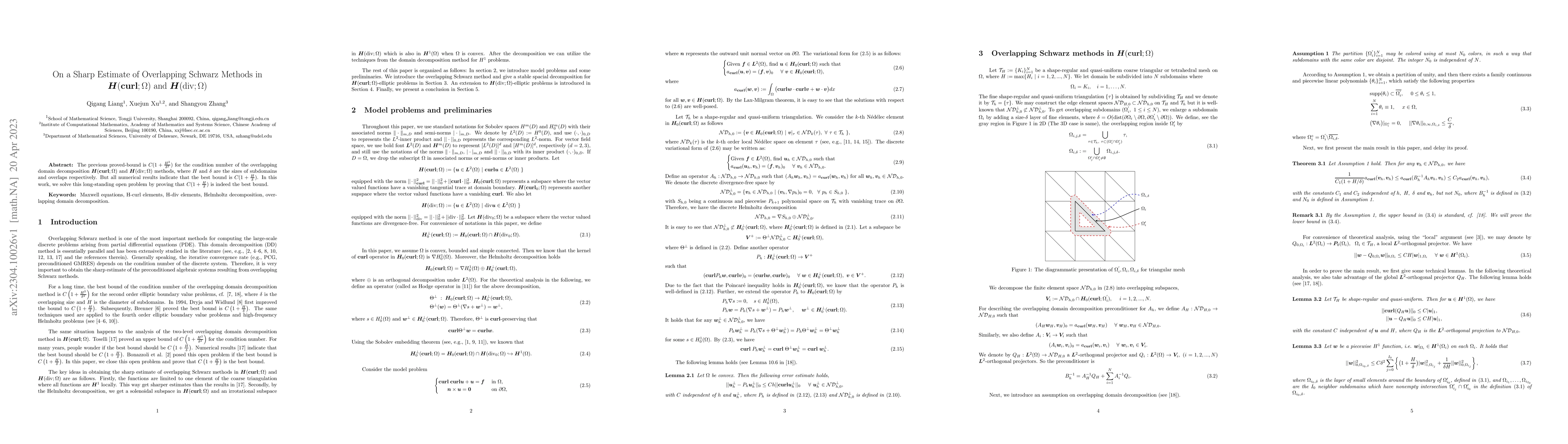 Thumbnail for On a Sharp Estimate of Overlapping Schwarz Methods in
  $\mathrm{H}(\mathrm{curl};\Omega)$ and $\mathrm{H}(\mathrm{div};\Omega)$