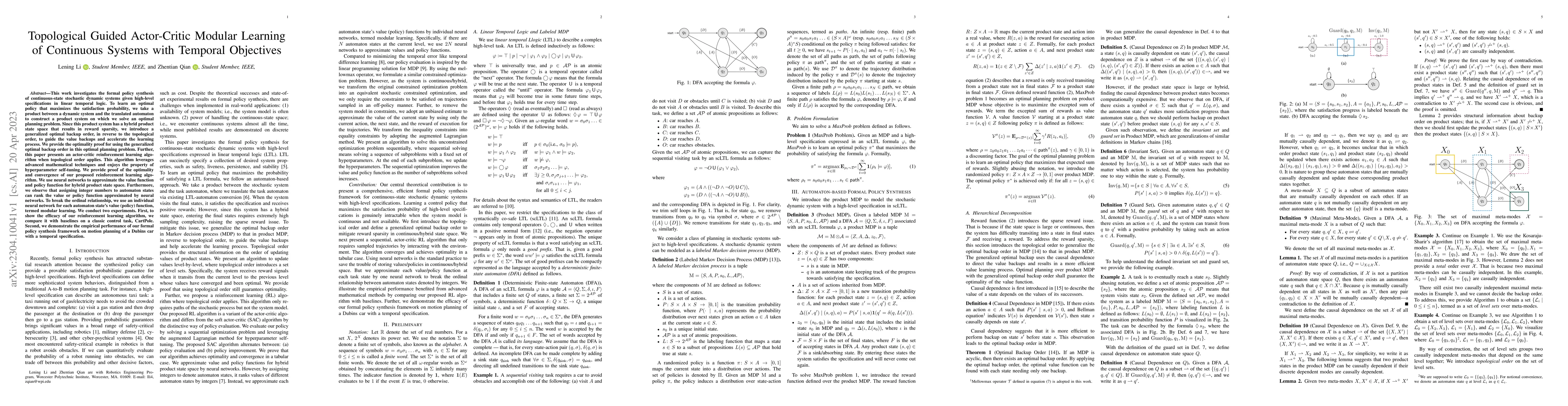 Thumbnail for Topological Guided Actor-Critic Modular Learning of Continuous Systems
  with Temporal Objectives
