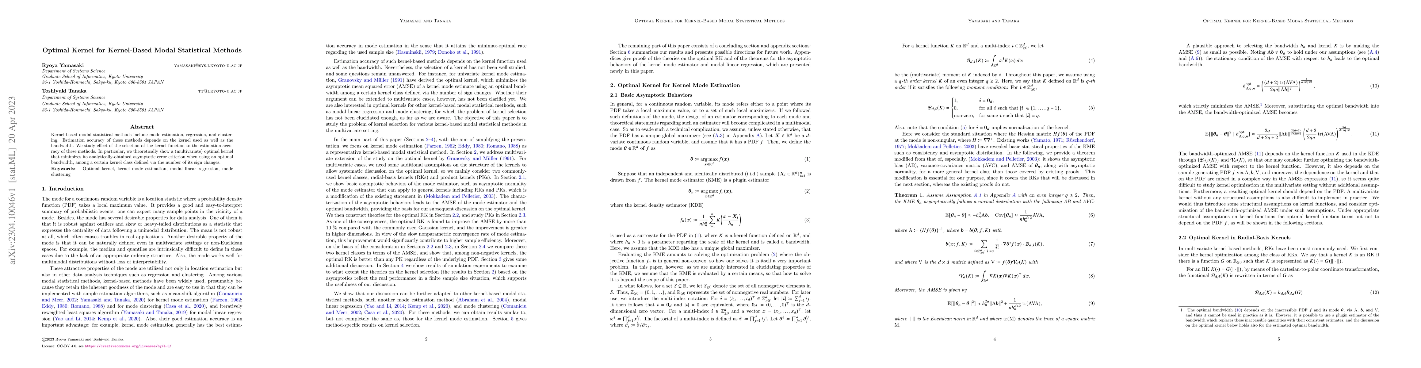 Thumbnail for Optimal Kernel for Kernel-Based Modal Statistical Methods