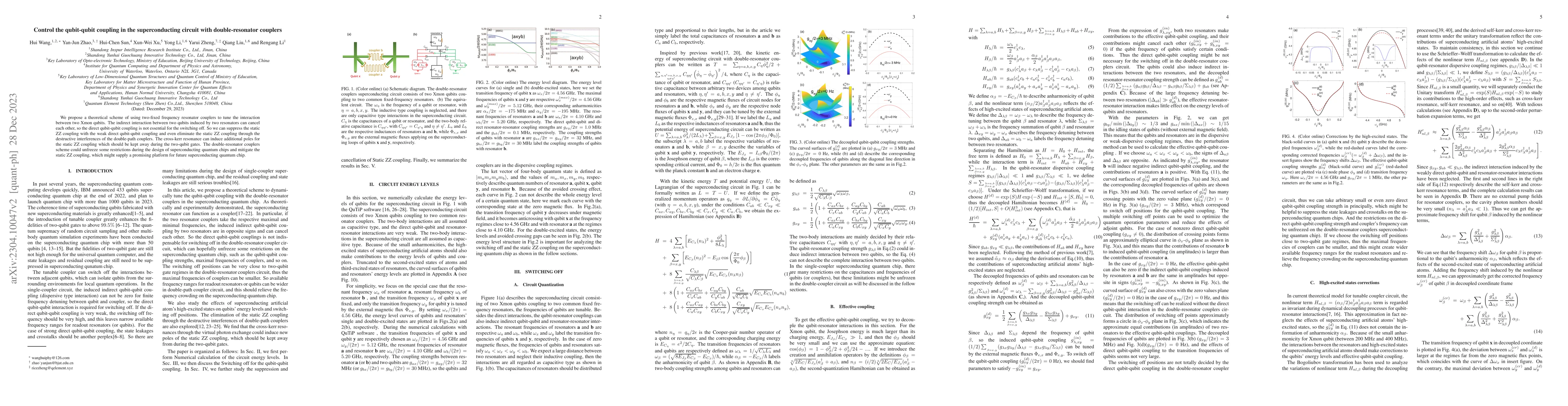 Thumbnail for Control the qubit-qubit coupling in the superconducting circuit with
  double-resonator couplers
