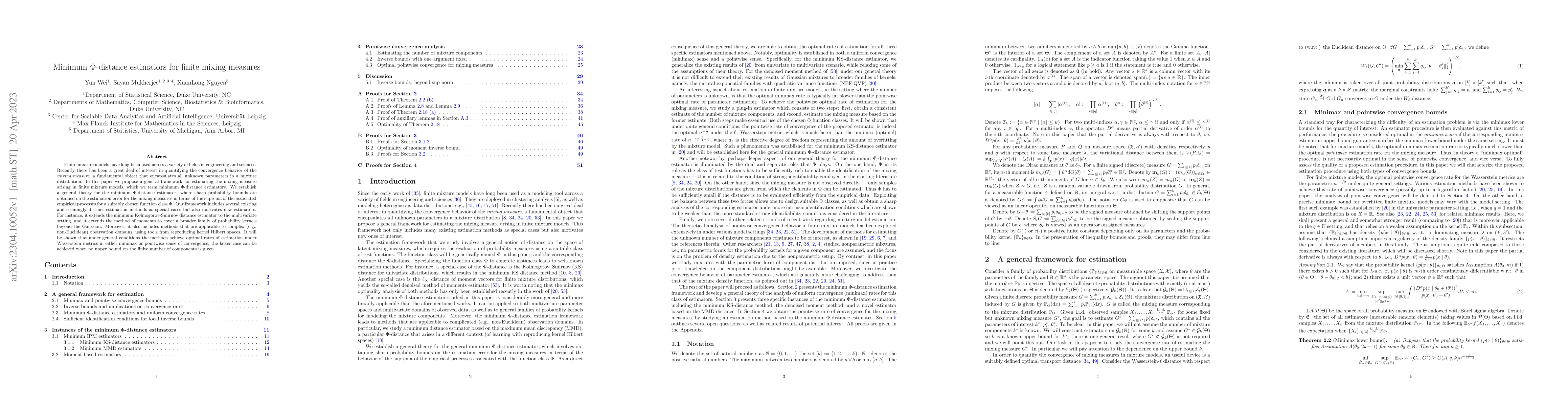 Thumbnail for Minimum $\Phi$-distance estimators for finite mixing measures