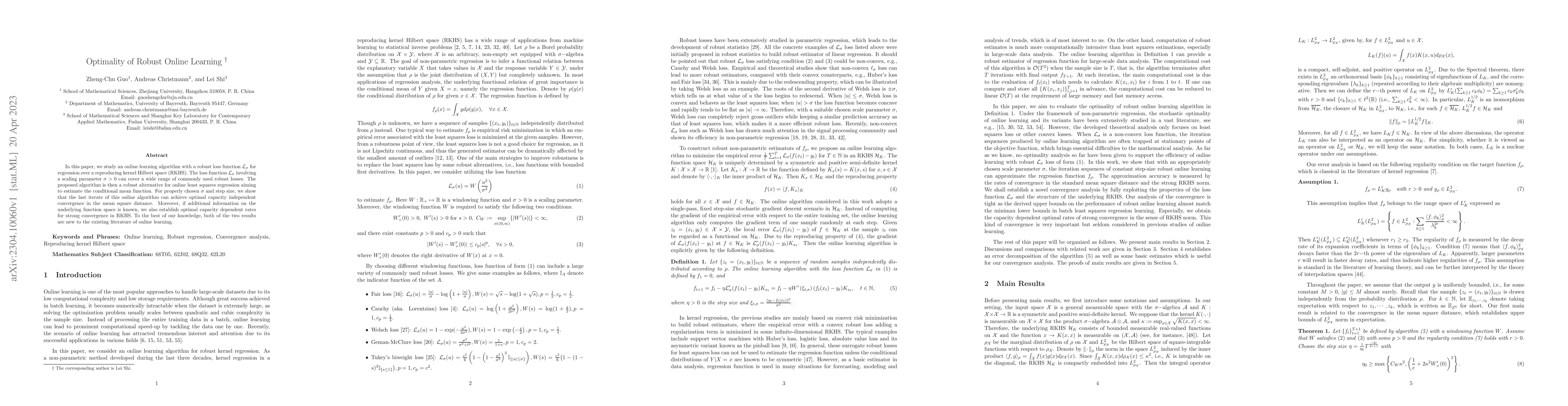 Thumbnail for Optimality of Robust Online Learning