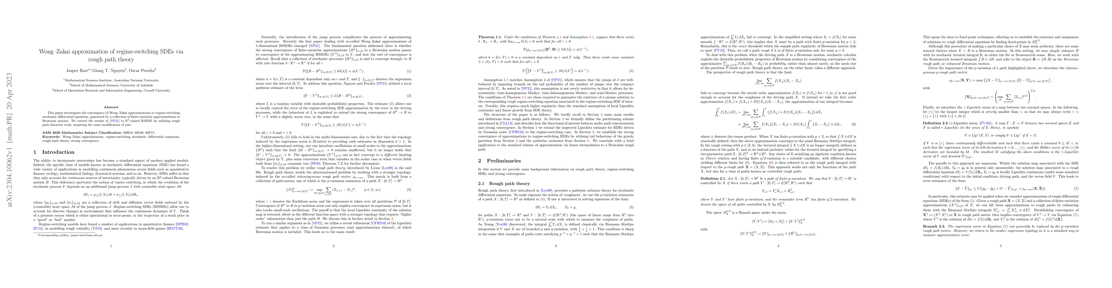 Thumbnail for Wong--Zakai approximation of regime-switching SDEs via rough path theory