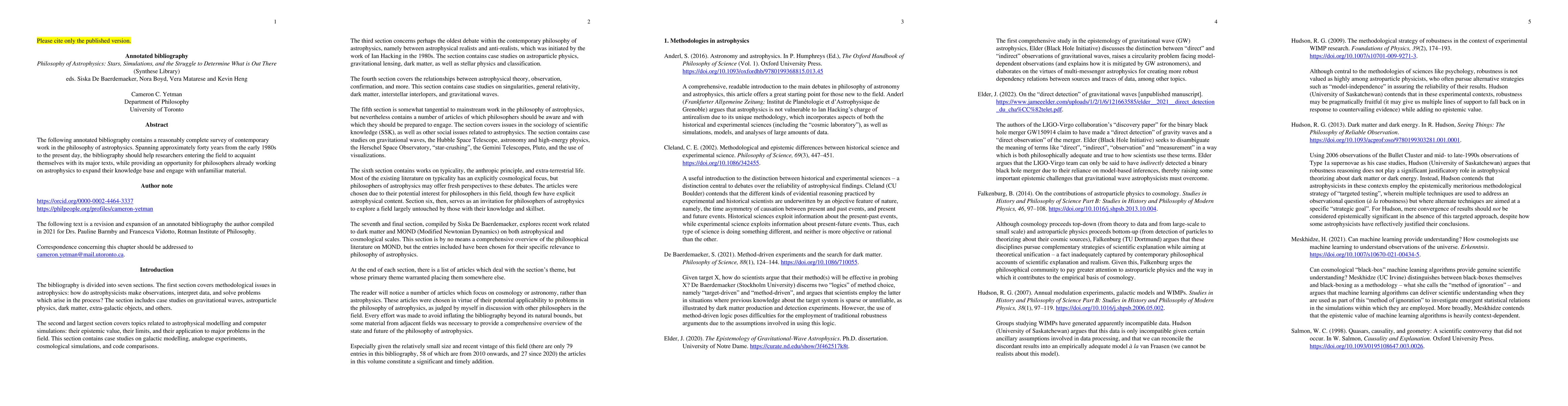 Thumbnail for Annotated bibliography: Philosophy of Astrophysics