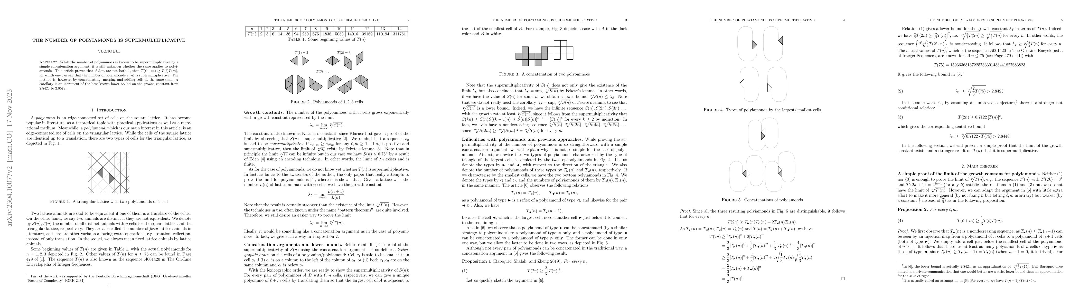 Thumbnail for The number of polyiamonds is supermultiplicative