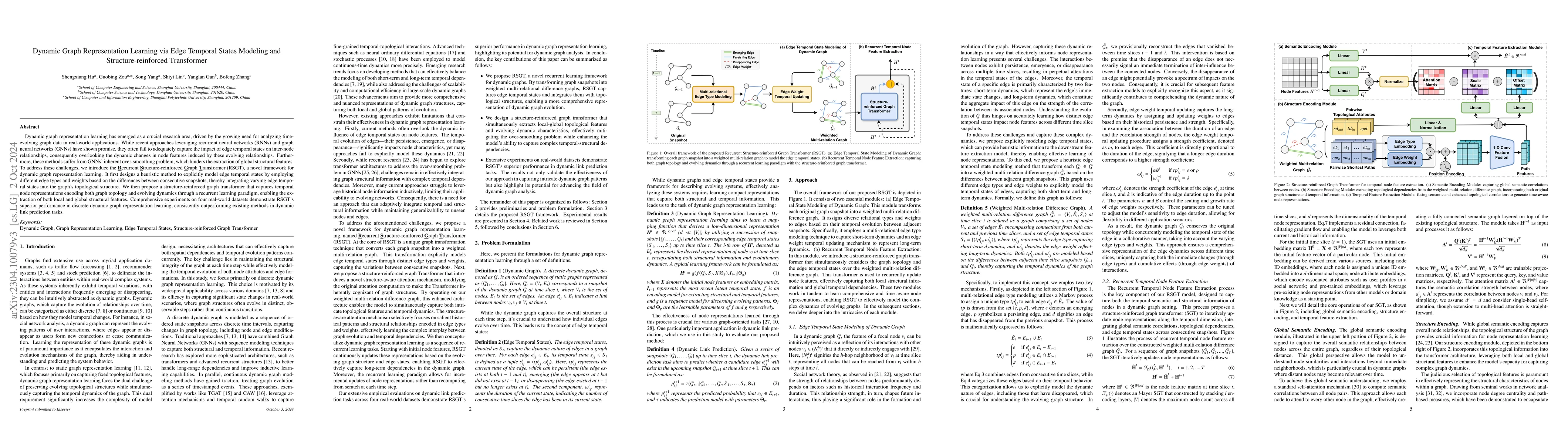 Thumbnail for Structure-reinforced Transformer for Dynamic Graph Representation
  Learning with Edge Temporal States