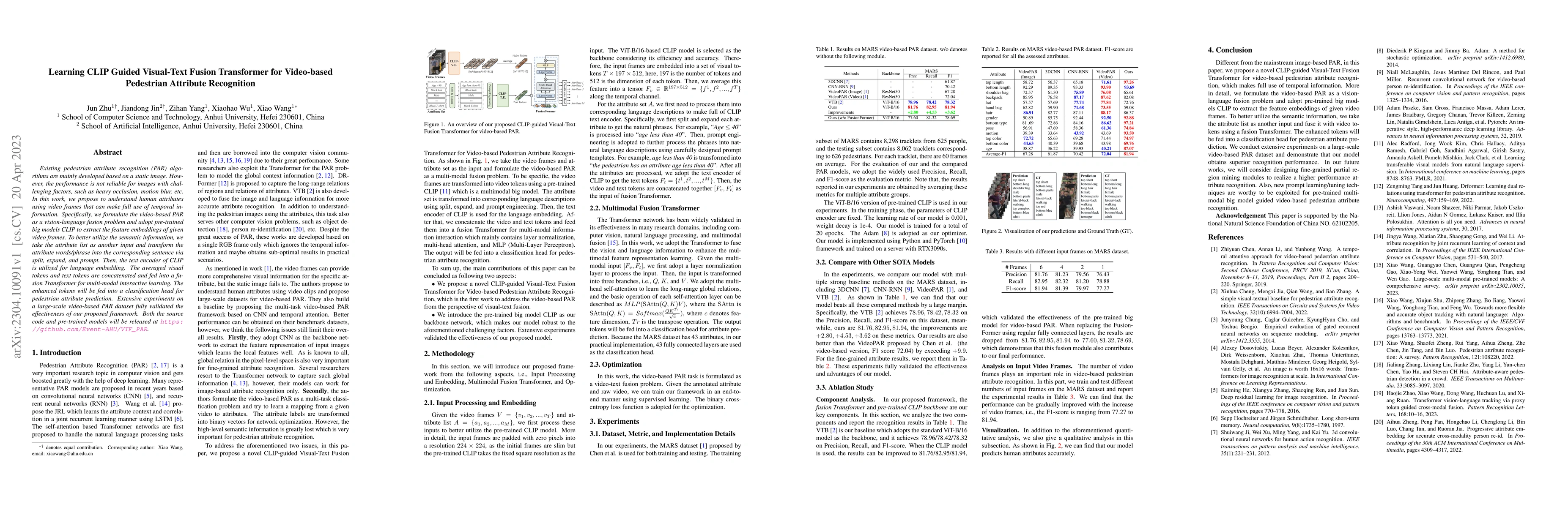 Thumbnail for Learning CLIP Guided Visual-Text Fusion Transformer for Video-based
  Pedestrian Attribute Recognition