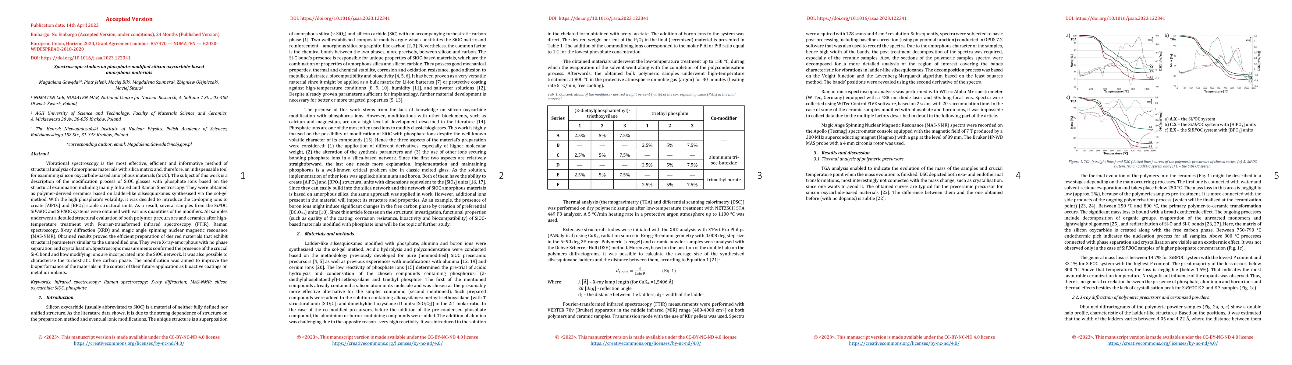 Thumbnail for Spectroscopic studies on phosphate-modified silicon oxycarbide-based
  amorphous materials