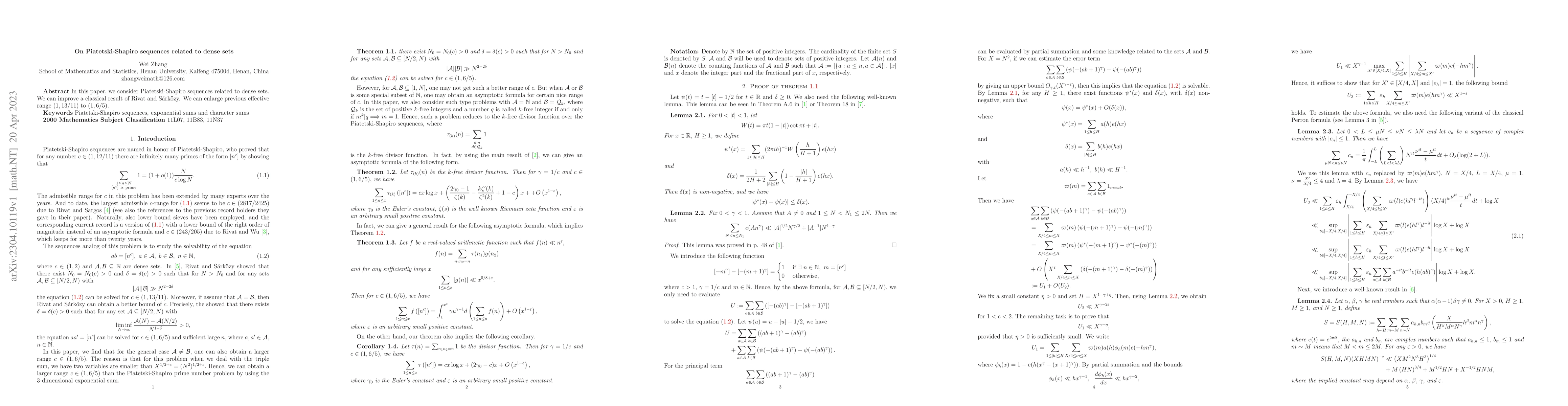 Thumbnail for On Piatetski-Shapiro sequences related to dense sets