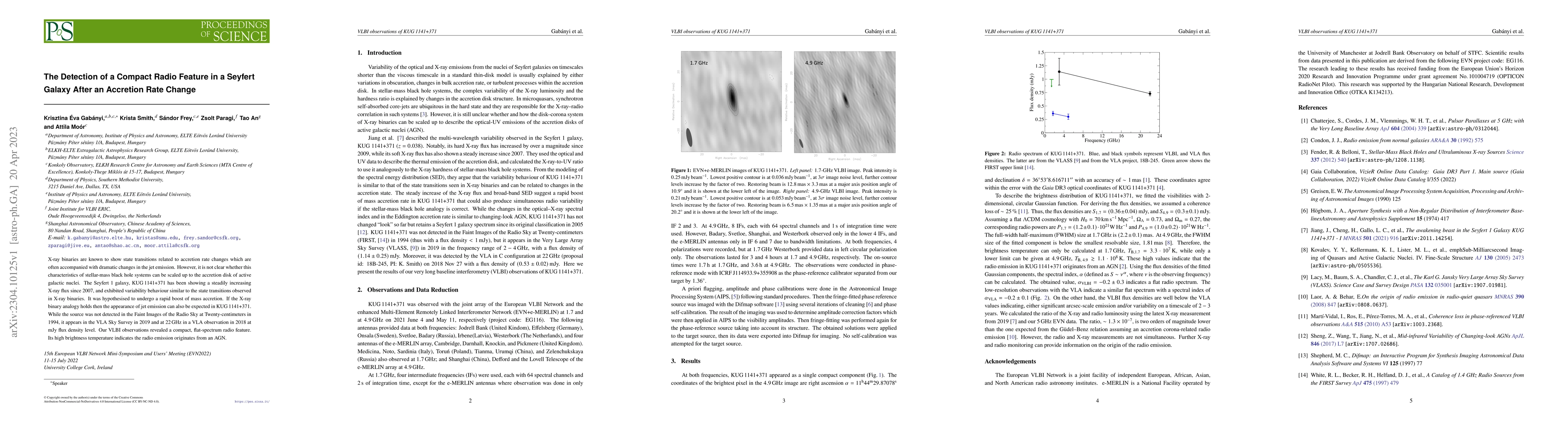 Thumbnail for The Detection of a Compact Radio Feature in a Seyfert Galaxy After an
  Accretion Rate Change
