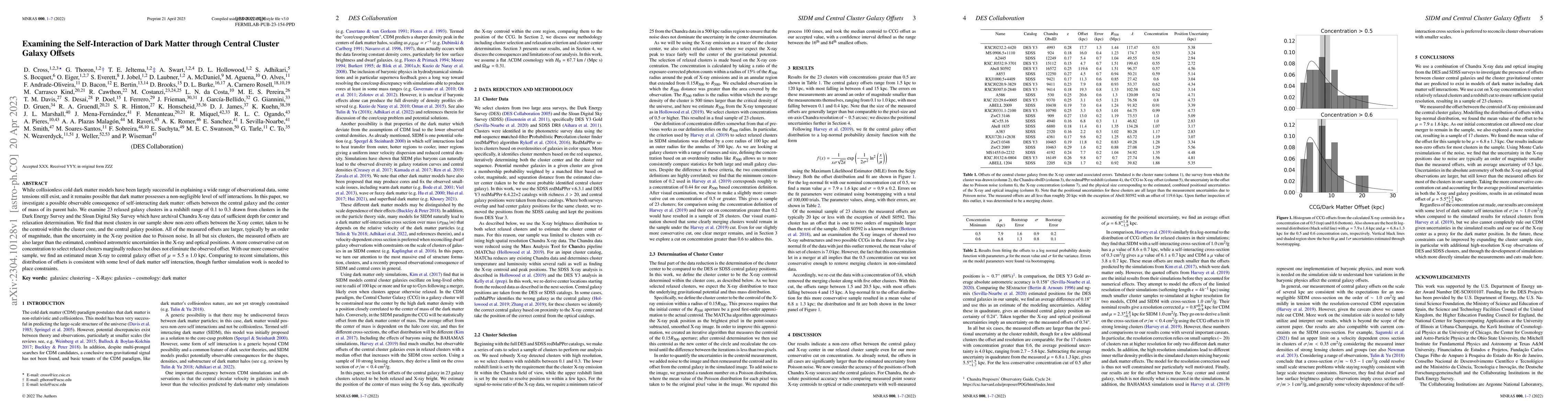 Thumbnail for Examining the Self-Interaction of Dark Matter through Central Cluster
  Galaxy Offsets