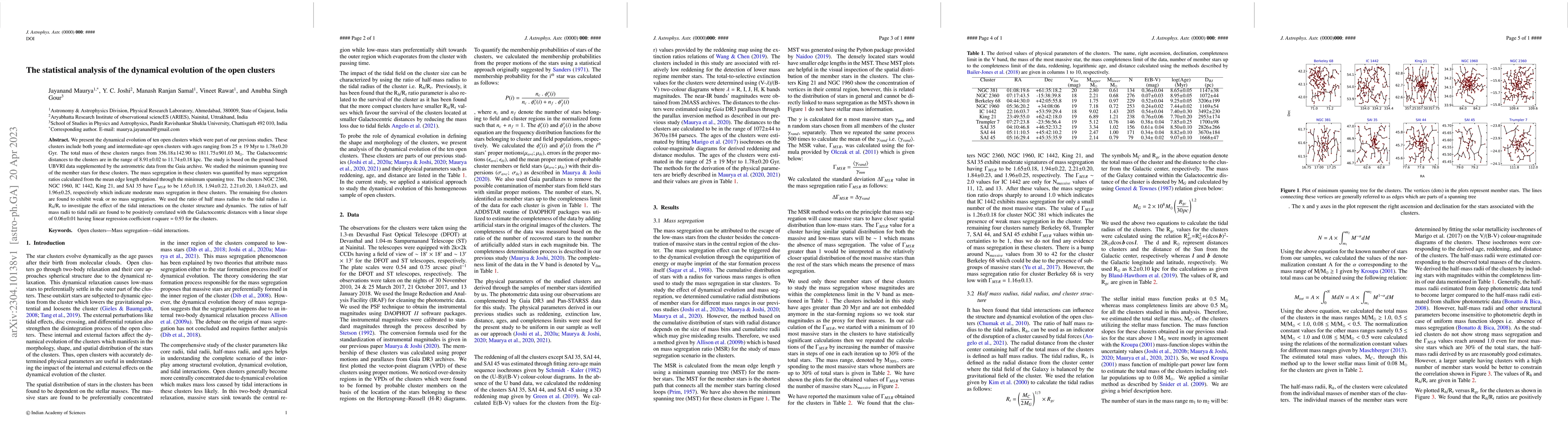 Thumbnail for The statistical analysis of the dynamical evolution of the open clusters