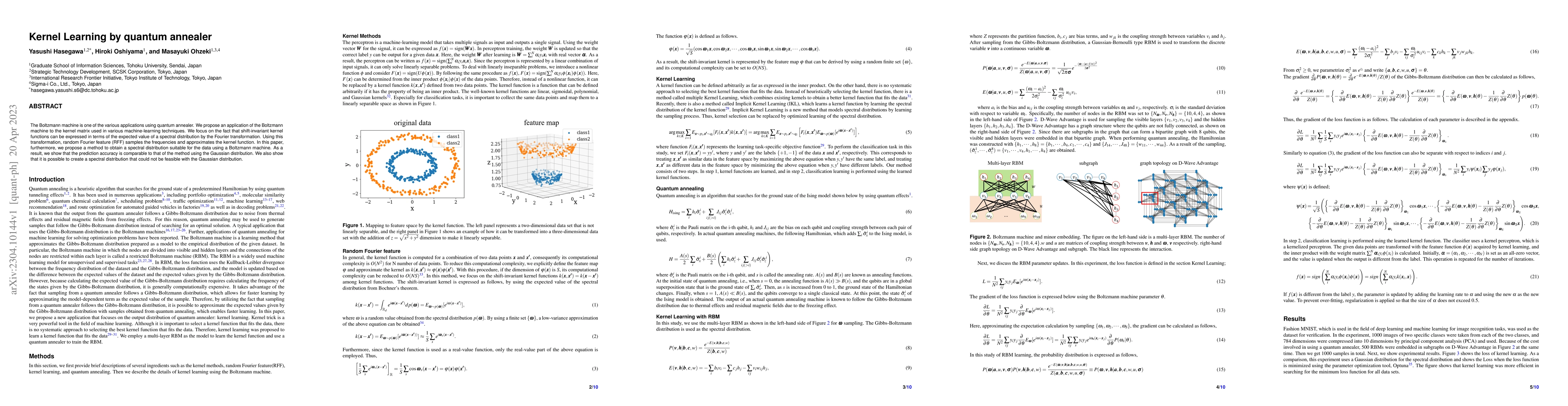 Thumbnail for Kernel Learning by quantum annealer