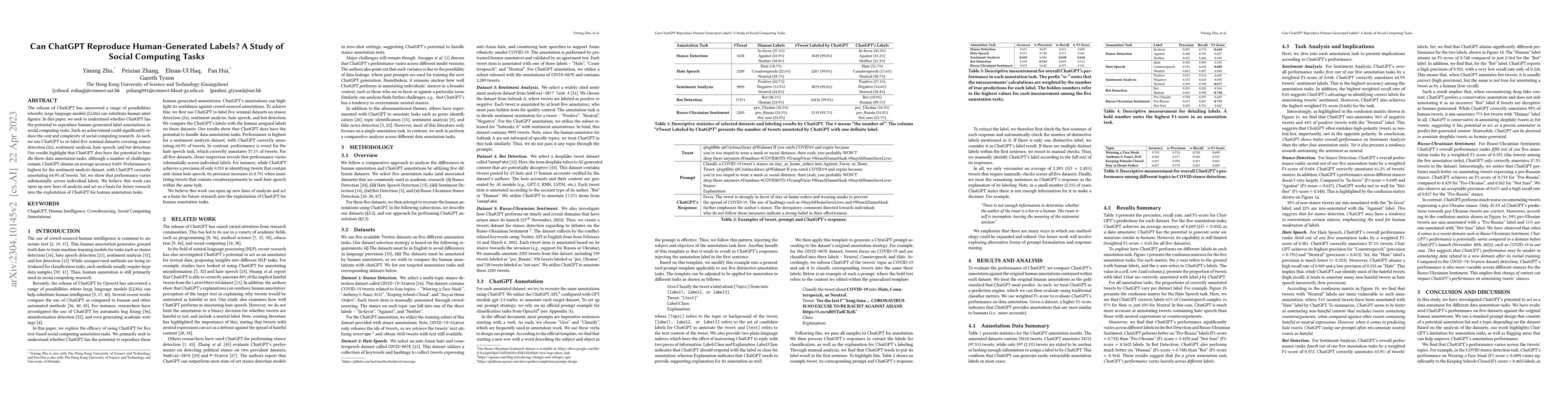 Thumbnail for Can ChatGPT Reproduce Human-Generated Labels? A Study of Social
  Computing Tasks