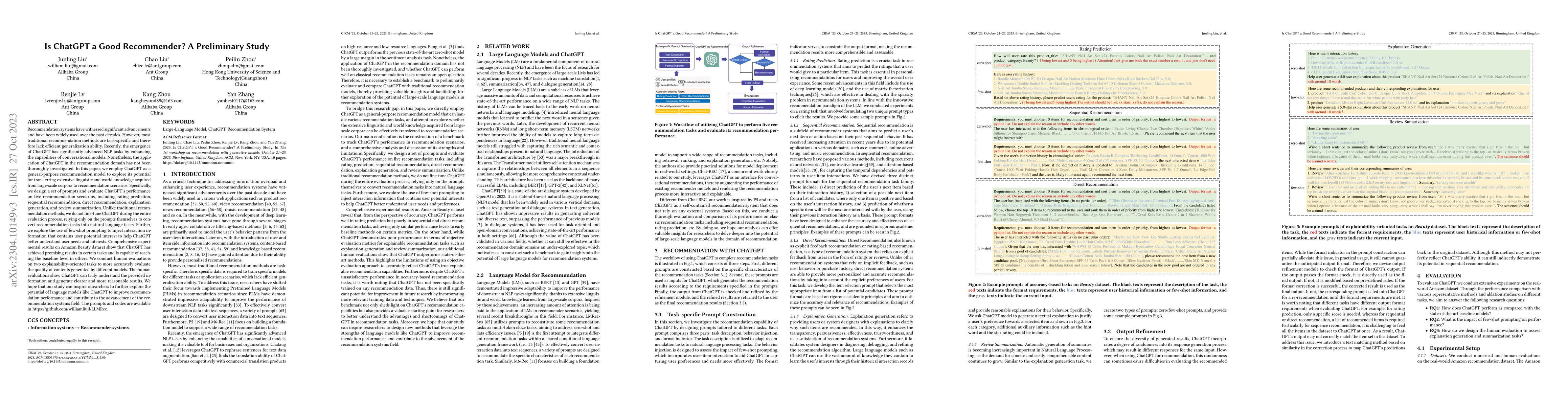 Thumbnail for Is ChatGPT a Good Recommender? A Preliminary Study