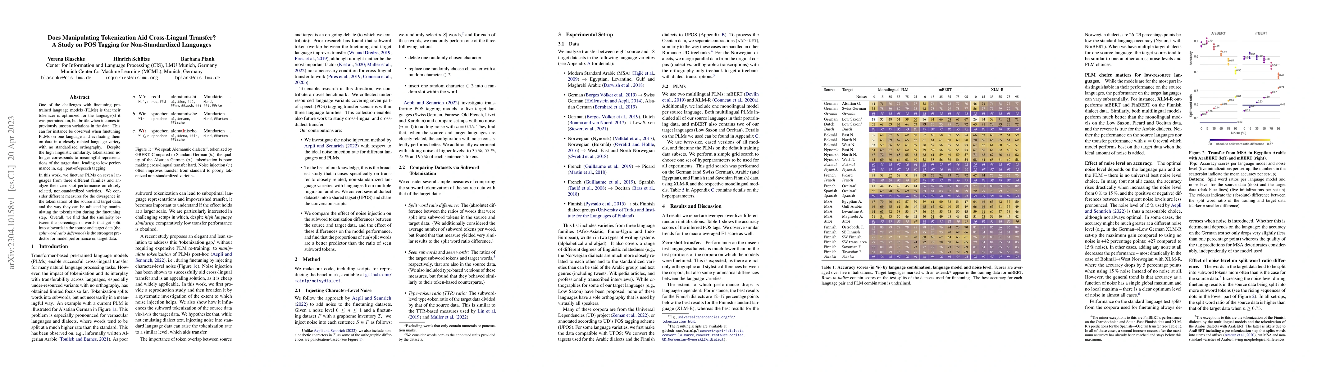 Thumbnail for Does Manipulating Tokenization Aid Cross-Lingual Transfer? A Study on
  POS Tagging for Non-Standardized Languages