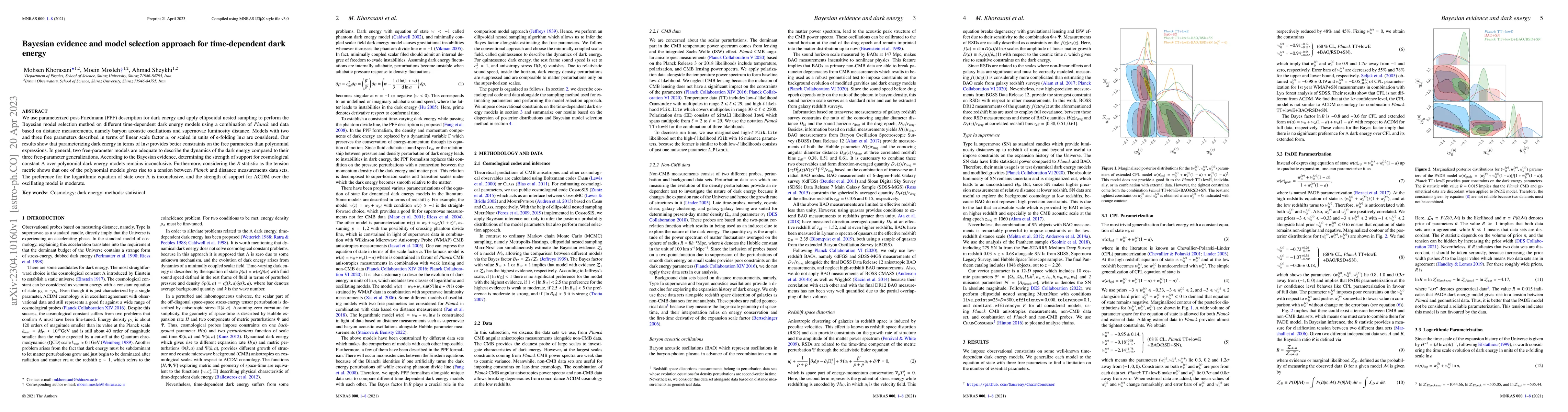 Thumbnail for Bayesian evidence and model selection approach for time-dependent dark
  energy