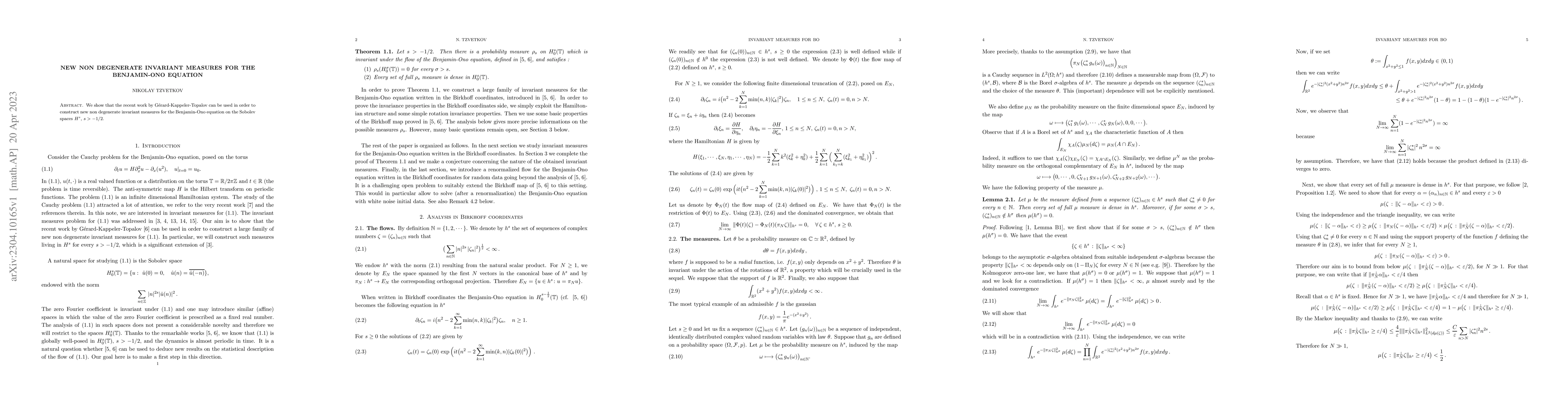 Thumbnail for New non degenerate invariant measures for the Benjamin-Ono equation