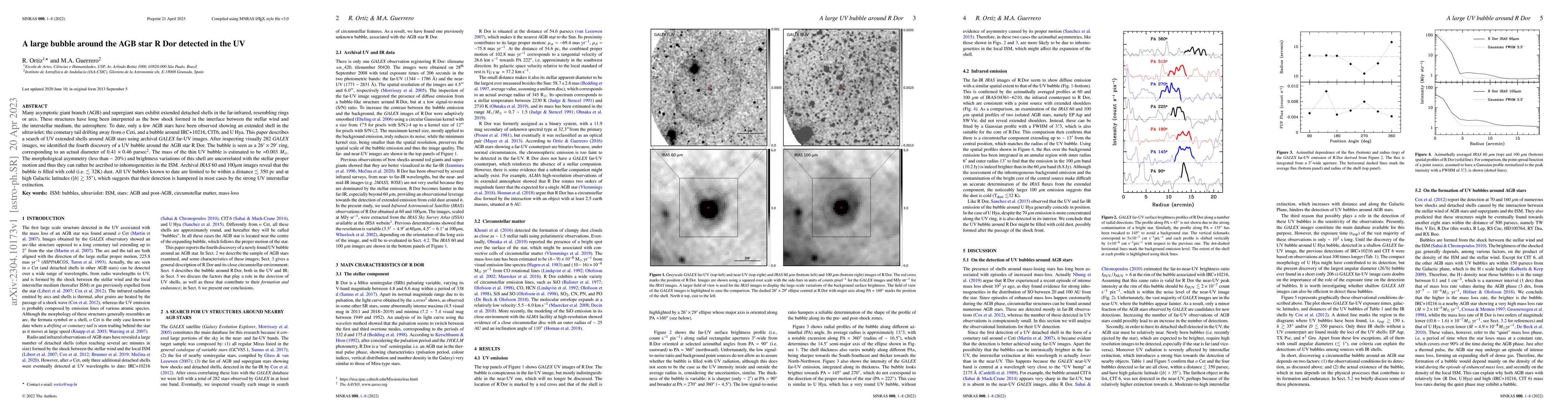 Thumbnail for A large bubble around the AGB star R Dor detected in the UV
