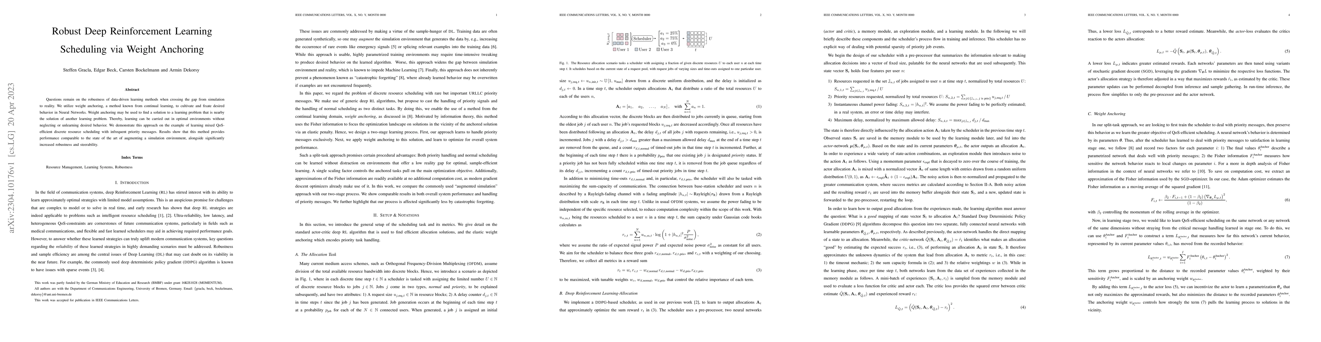 Thumbnail for Robust Deep Reinforcement Learning Scheduling via Weight Anchoring