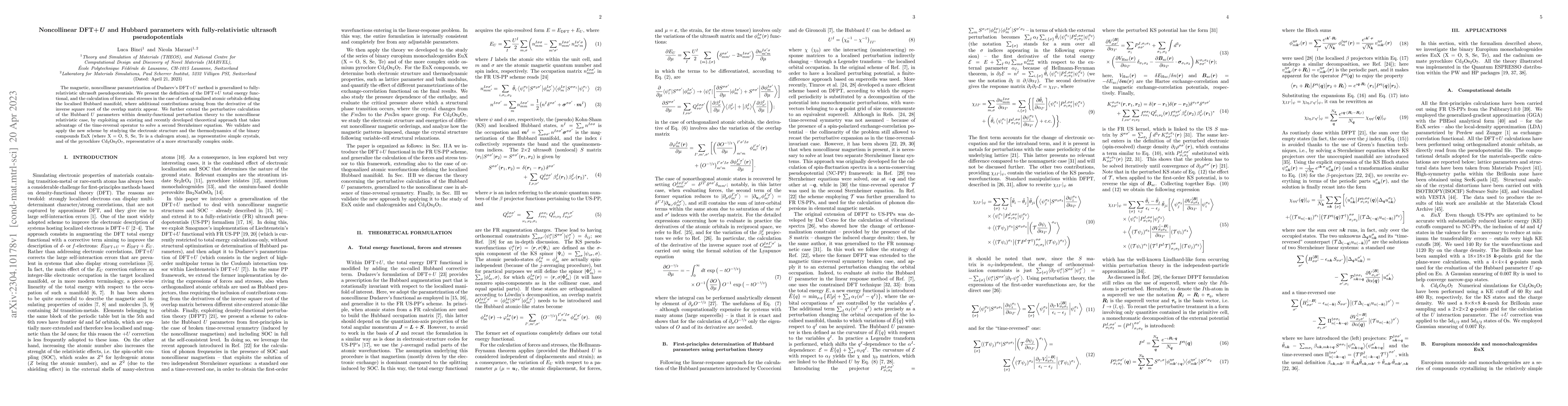 Thumbnail for Noncollinear DFT+$U$ and Hubbard parameters with fully-relativistic
  ultrasoft pseudopotentials