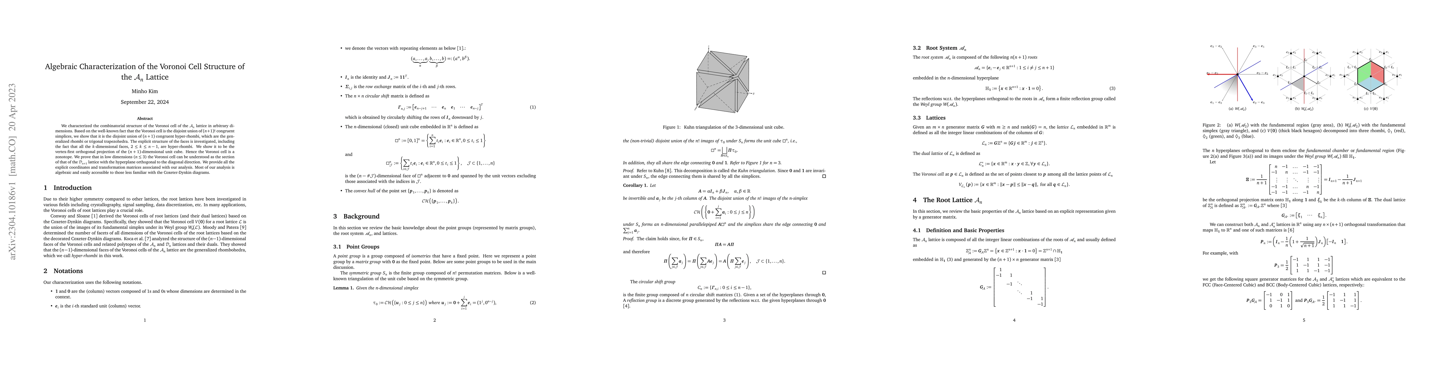 Thumbnail for Algebraic Characterization of the Voronoi Cell Structure of the $A_n$
  Lattice