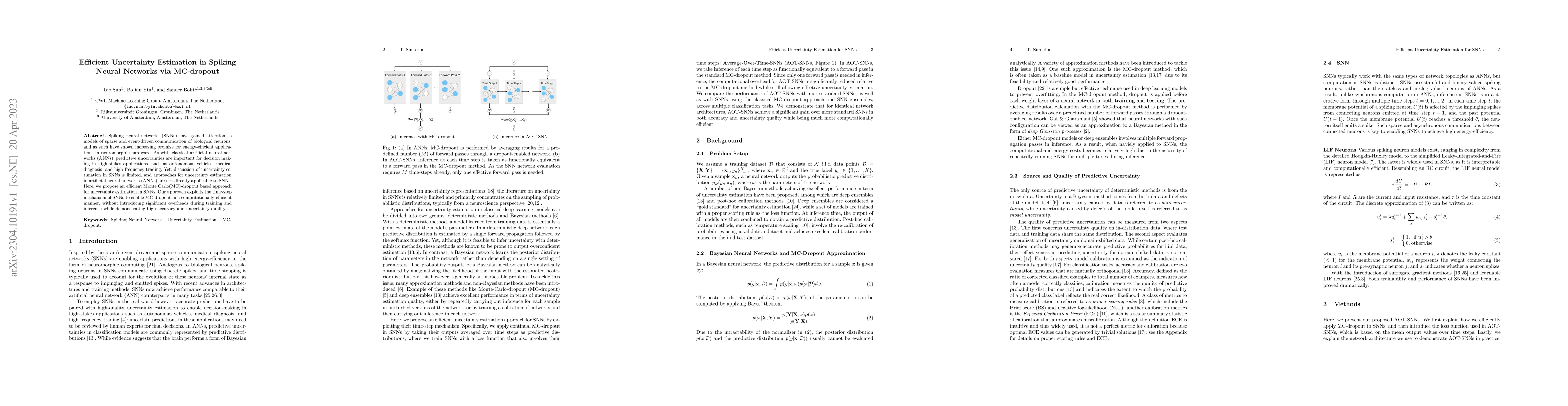Thumbnail for Efficient Uncertainty Estimation in Spiking Neural Networks via
  MC-dropout