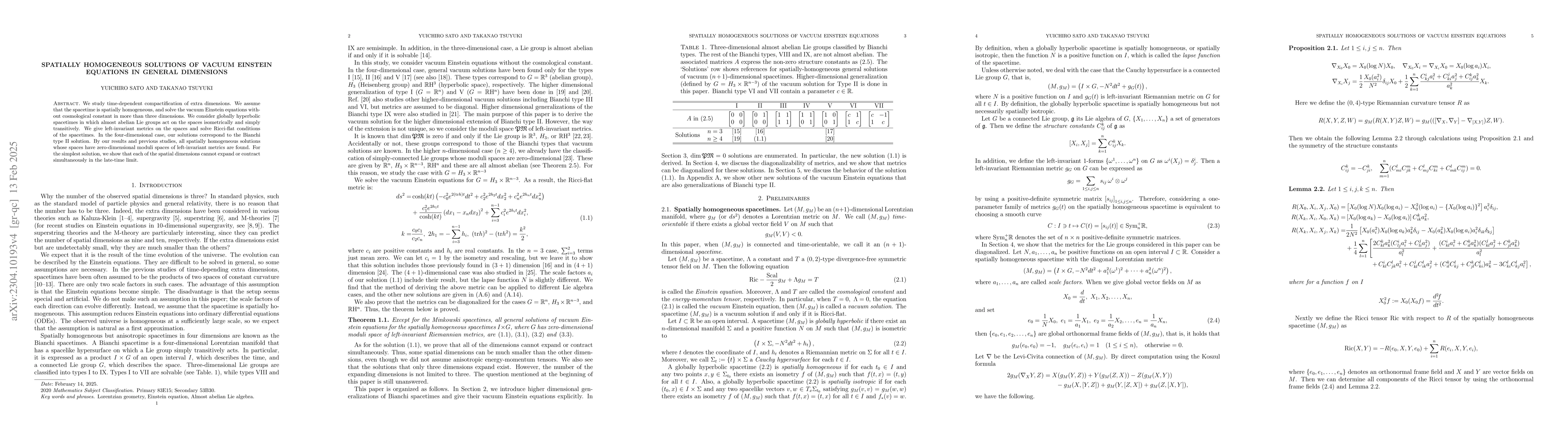 Thumbnail for Spatially homogeneous solutions of vacuum Einstein equations in general
  dimensions