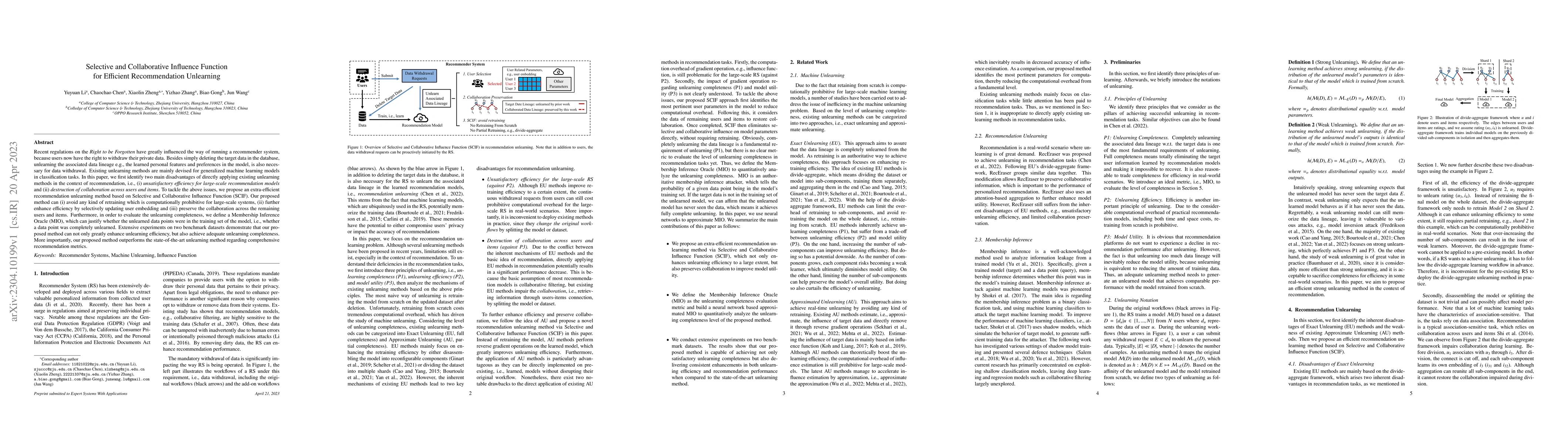 Thumbnail for Selective and Collaborative Influence Function for Efficient
  Recommendation Unlearning