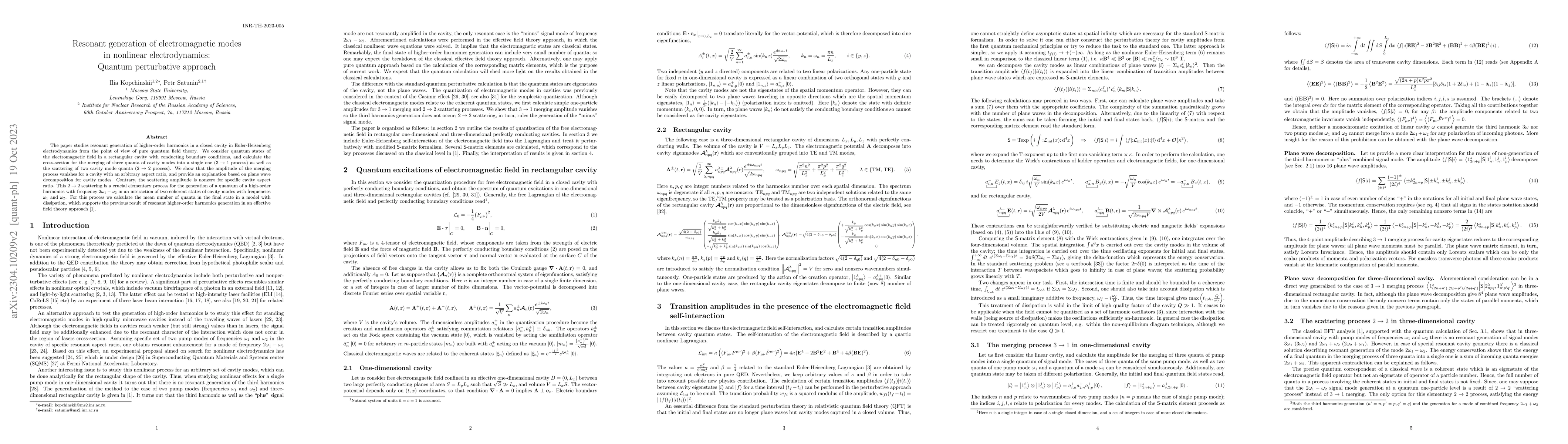 Thumbnail for Resonant generation of electromagnetic modes in nonlinear
  electrodynamics: Quantum perturbative approach