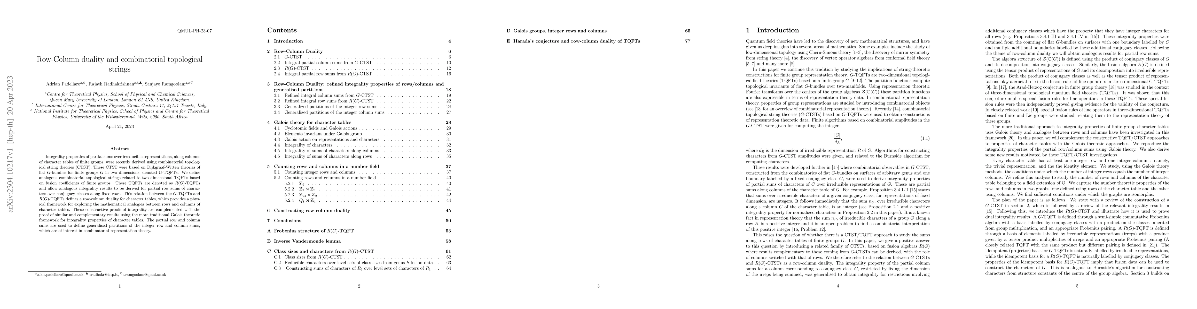 Thumbnail for Row-Column duality and combinatorial topological strings
