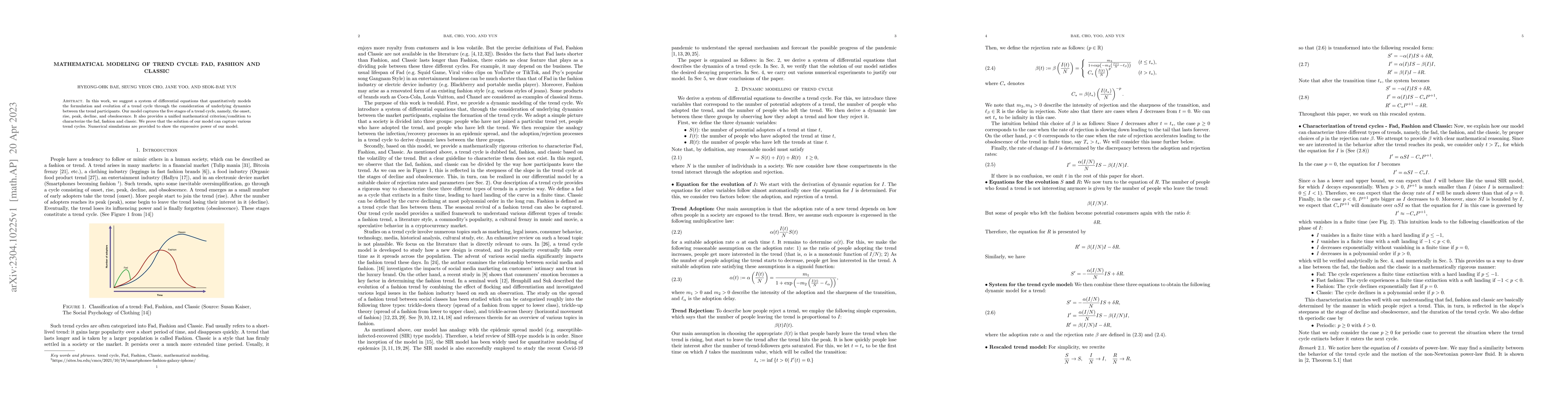 Thumbnail for Mathematical modeling of trend cycle: Fad, Fashion and Classic