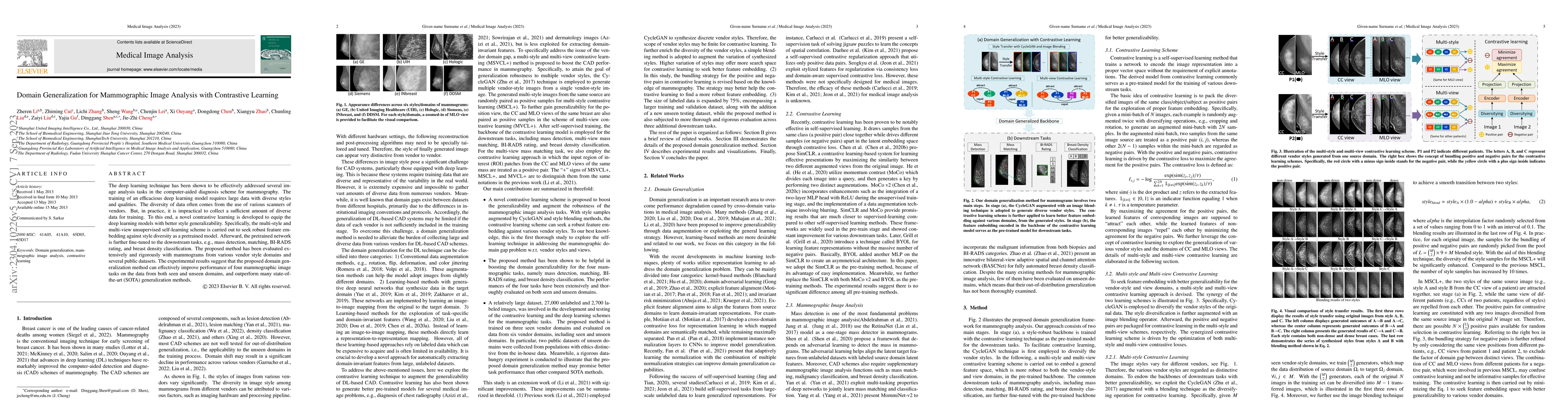 Thumbnail for Domain Generalization for Mammographic Image Analysis with Contrastive
  Learning