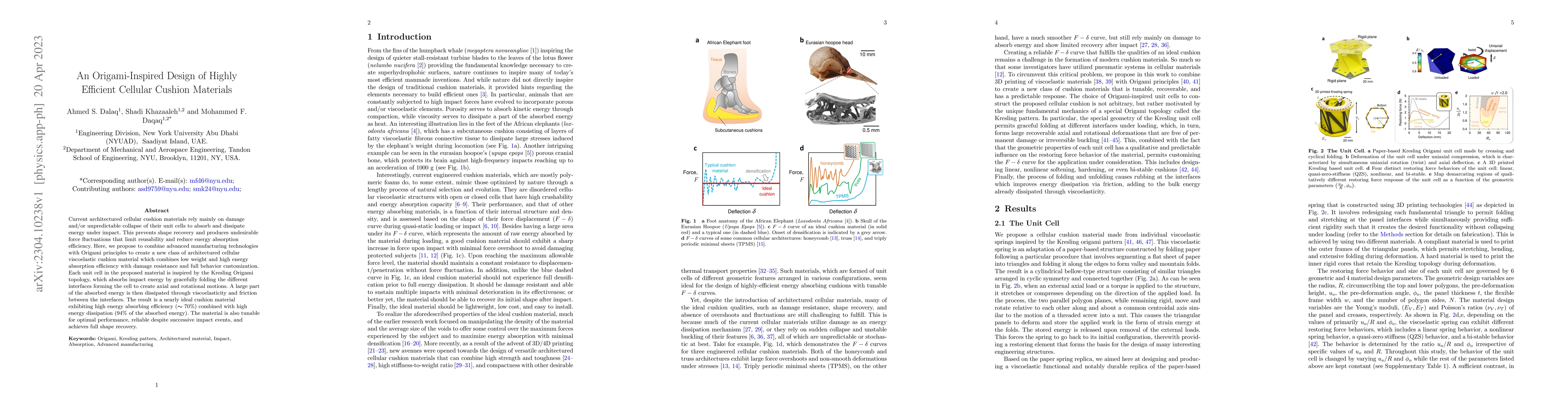 Thumbnail for An Origami-Inspired Design of Highly Efficient Cellular Cushion
  Materials