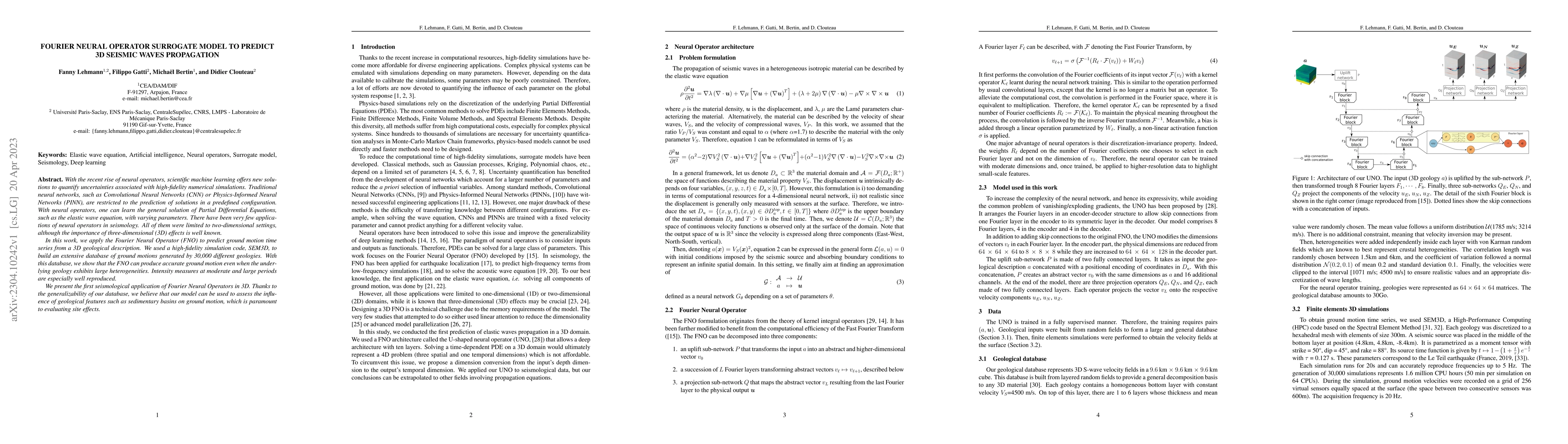 Thumbnail for Fourier Neural Operator Surrogate Model to Predict 3D Seismic Waves
  Propagation