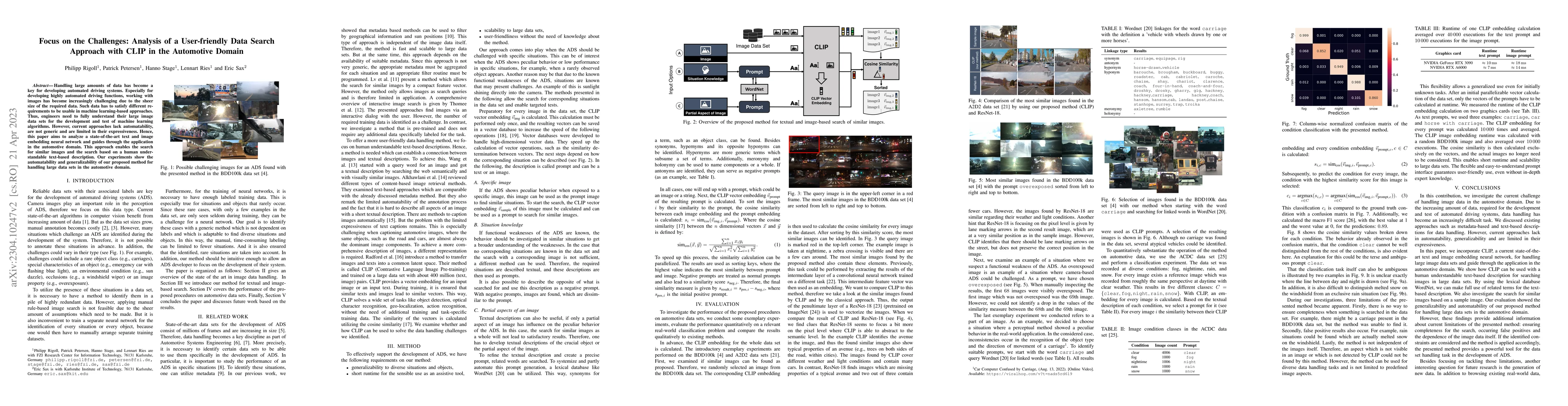 Thumbnail for Focus on the Challenges: Analysis of a User-friendly Data Search
  Approach with CLIP in the Automotive Domain