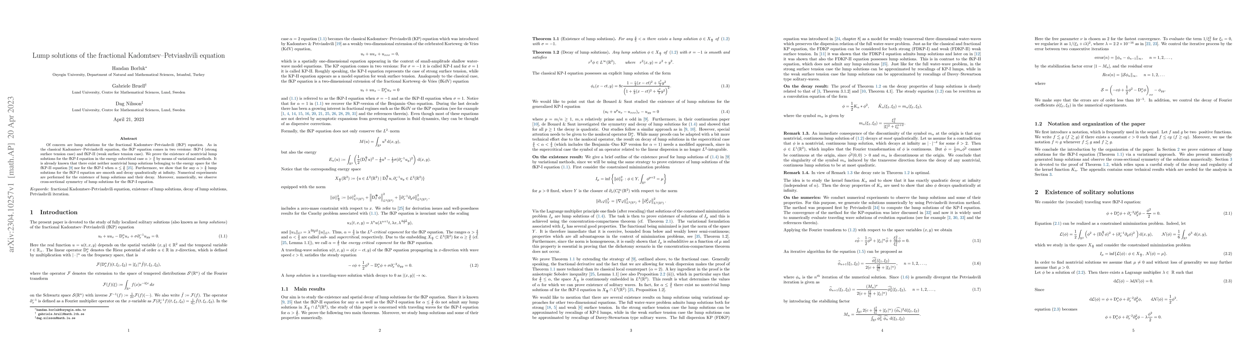 Thumbnail for Lump solutions of the fractional Kadomtsev--Petviashvili equation