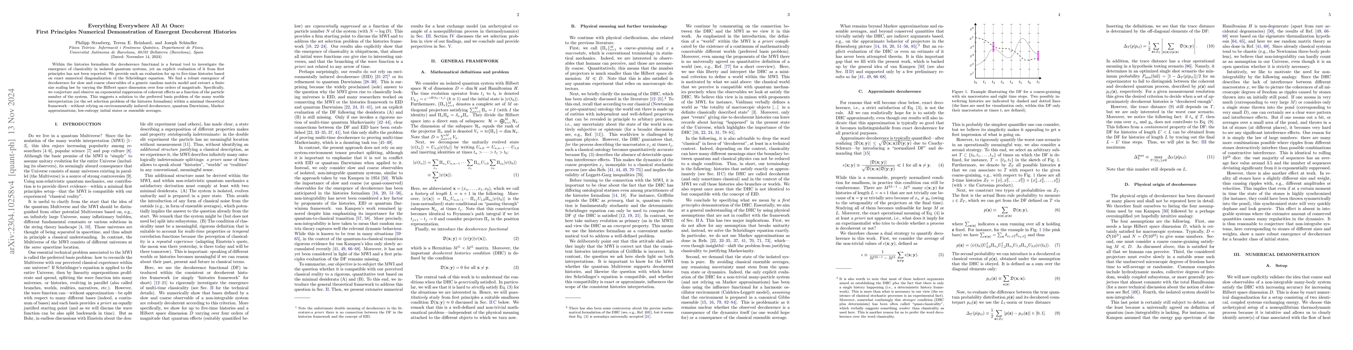 Thumbnail for Everything Everywhere All At Once: A First Principles Numerical
  Demonstration of Emergent Decoherent Histories