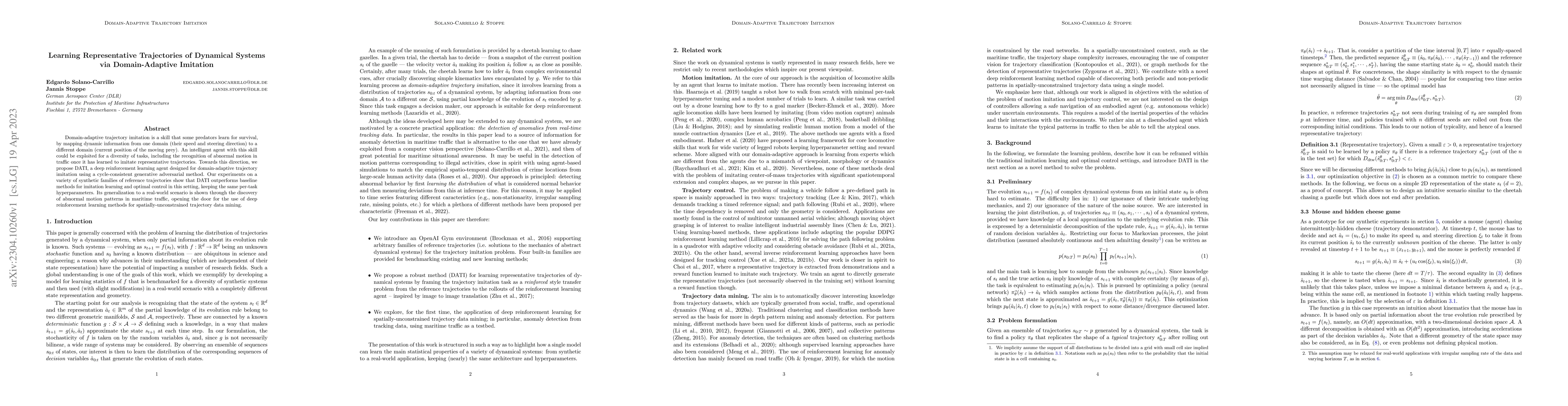 Thumbnail for Learning Representative Trajectories of Dynamical Systems via
  Domain-Adaptive Imitation