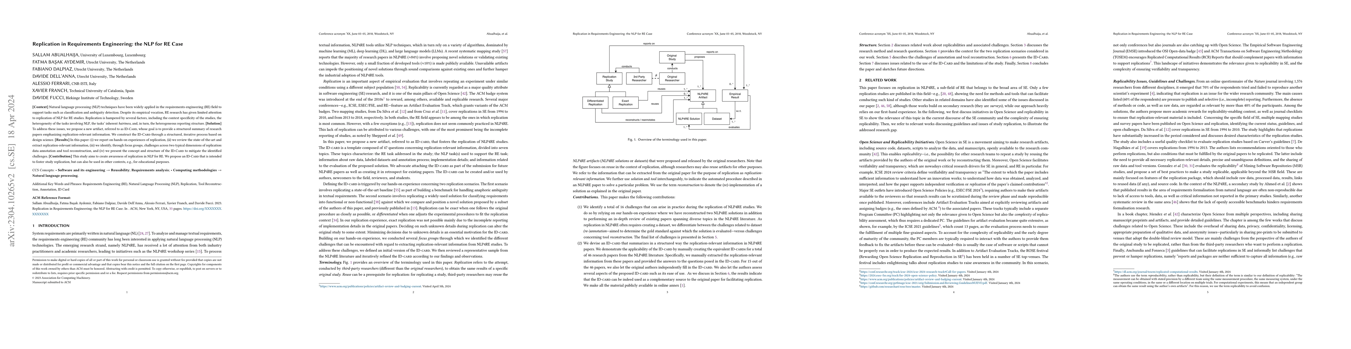 Thumbnail for Replication in Requirements Engineering: the NLP for RE Case