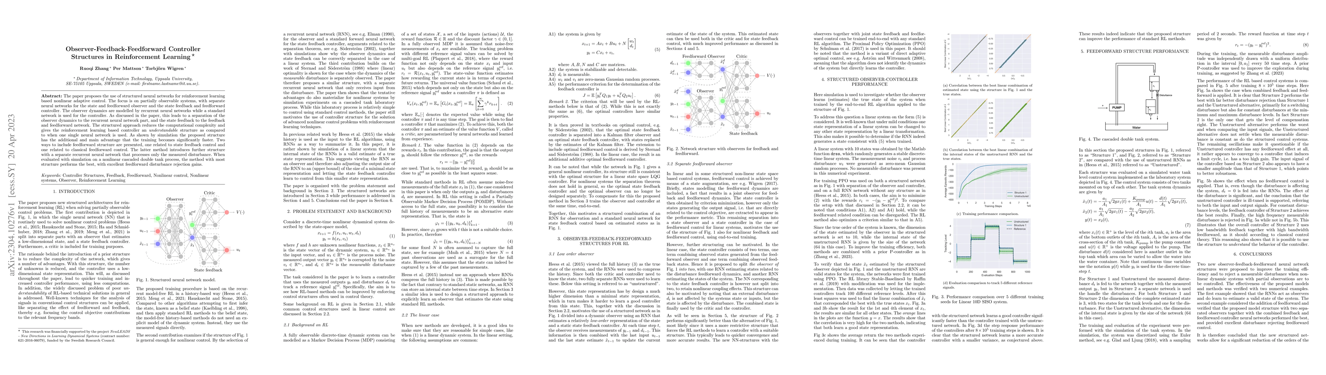 Thumbnail for Observer-Feedback-Feedforward Controller Structures in Reinforcement
  Learning