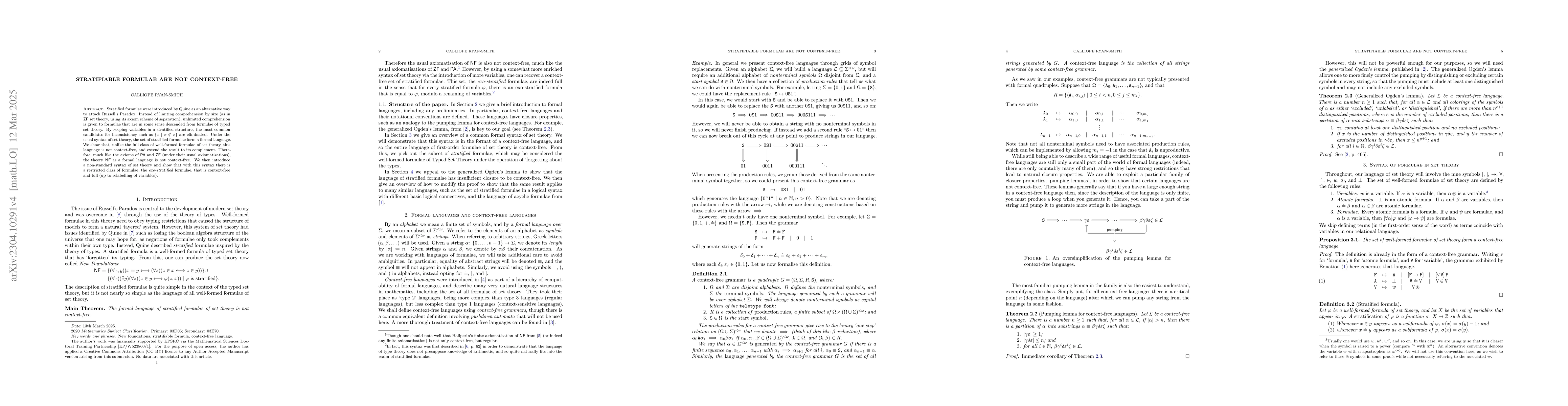 Thumbnail for Stratifiable Formulae are not Context-Free