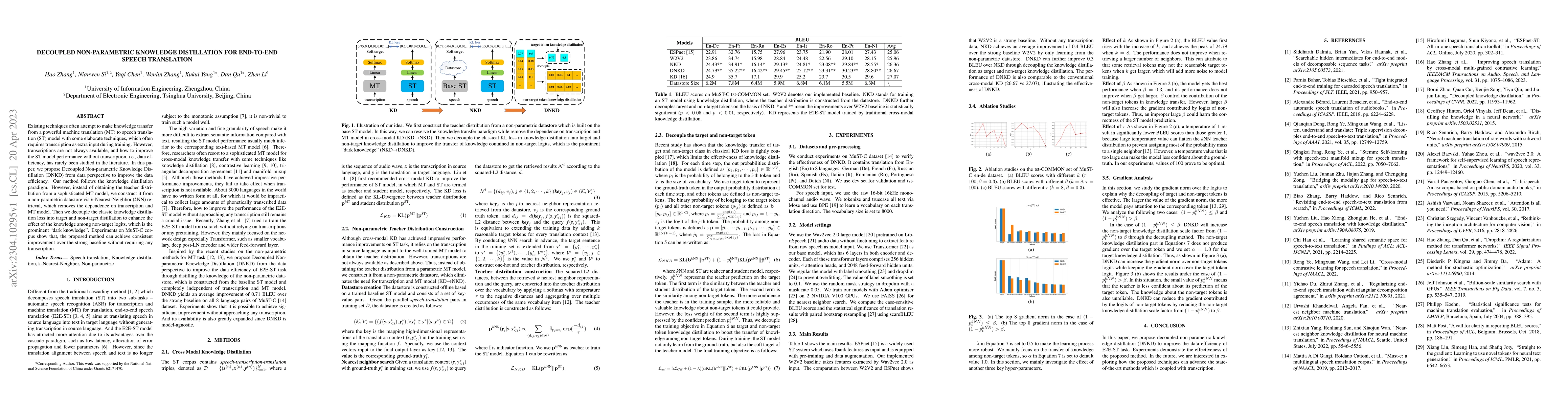 Thumbnail for Decouple Non-parametric Knowledge Distillation For End-to-end Speech
  Translation