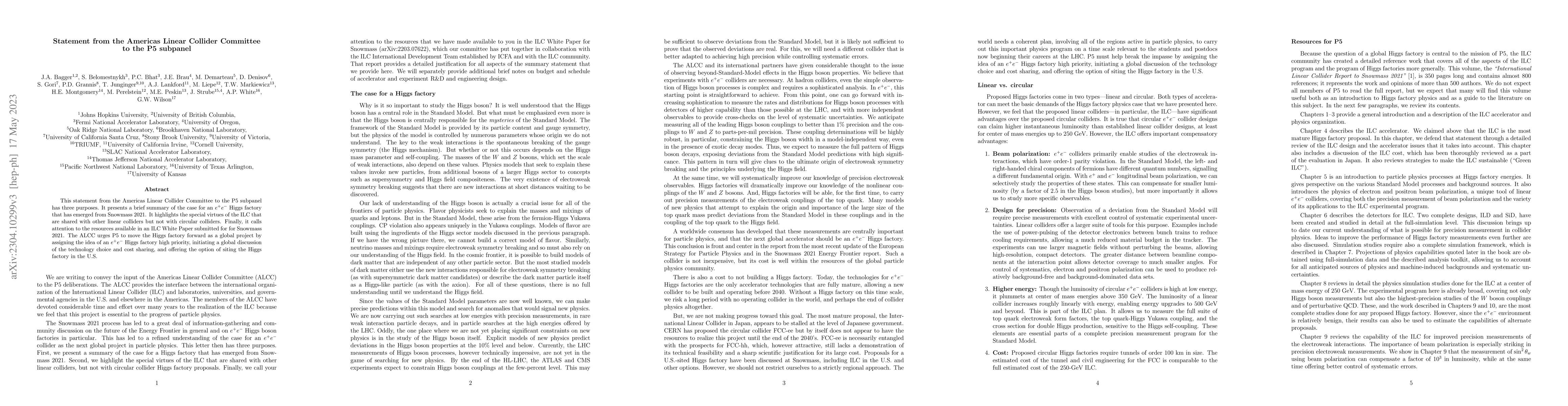 Thumbnail for Statement from the American Linear Collider Committee to the P5 subpanel