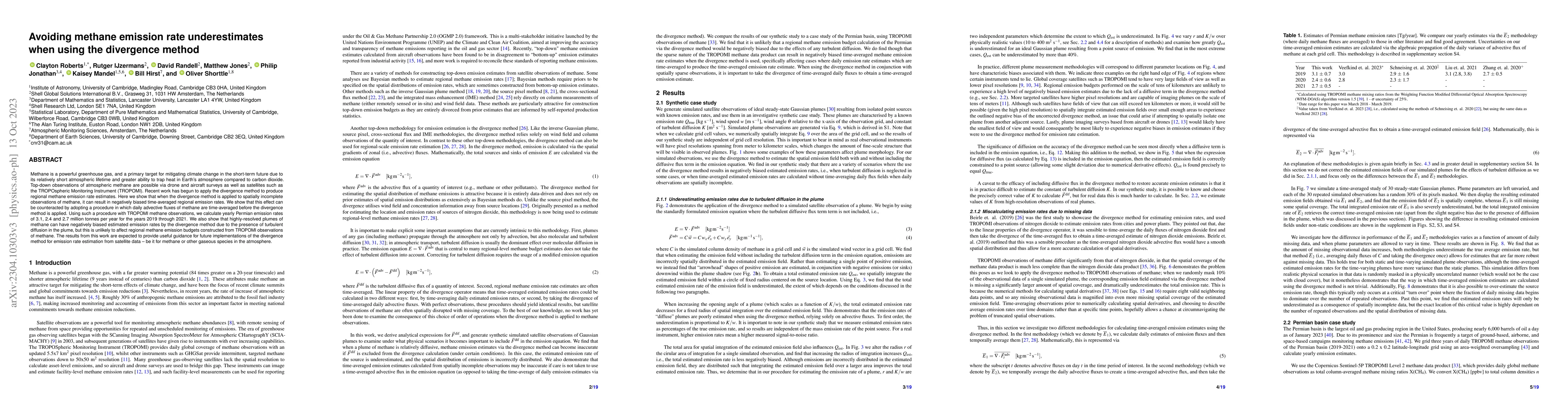 Thumbnail for Avoiding methane emission rate underestimates when using the divergence
  method