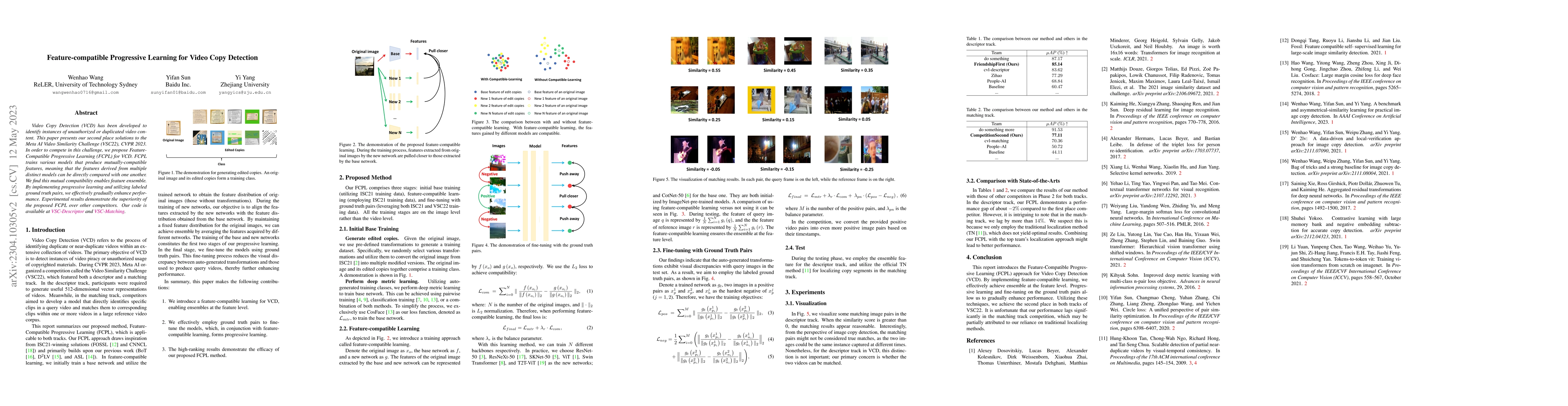 Thumbnail for Feature-compatible Progressive Learning for Video Copy Detection