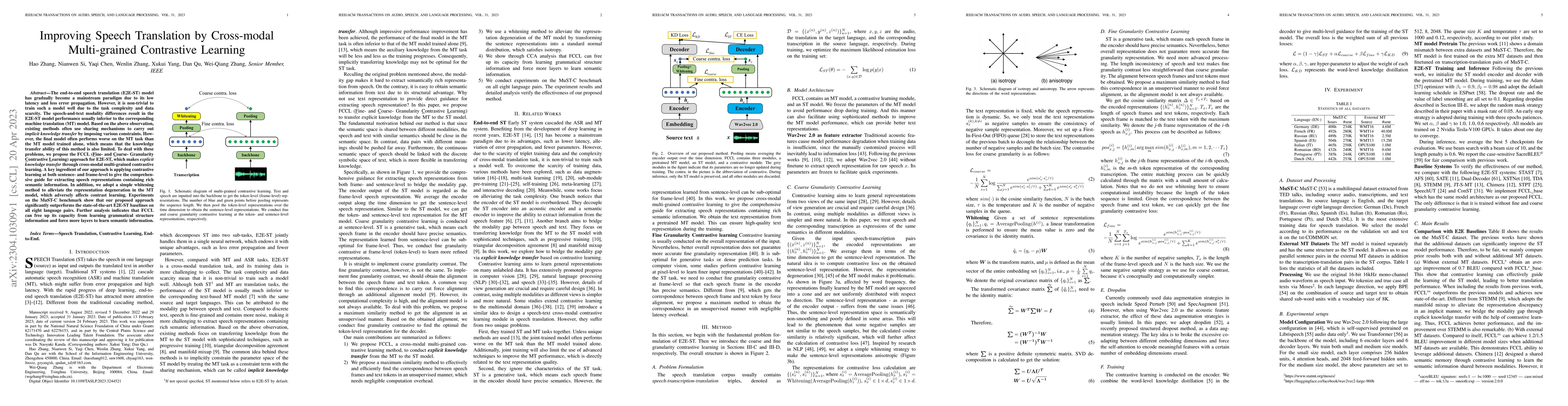 Thumbnail for Improving Speech Translation by Cross-Modal Multi-Grained Contrastive
  Learning