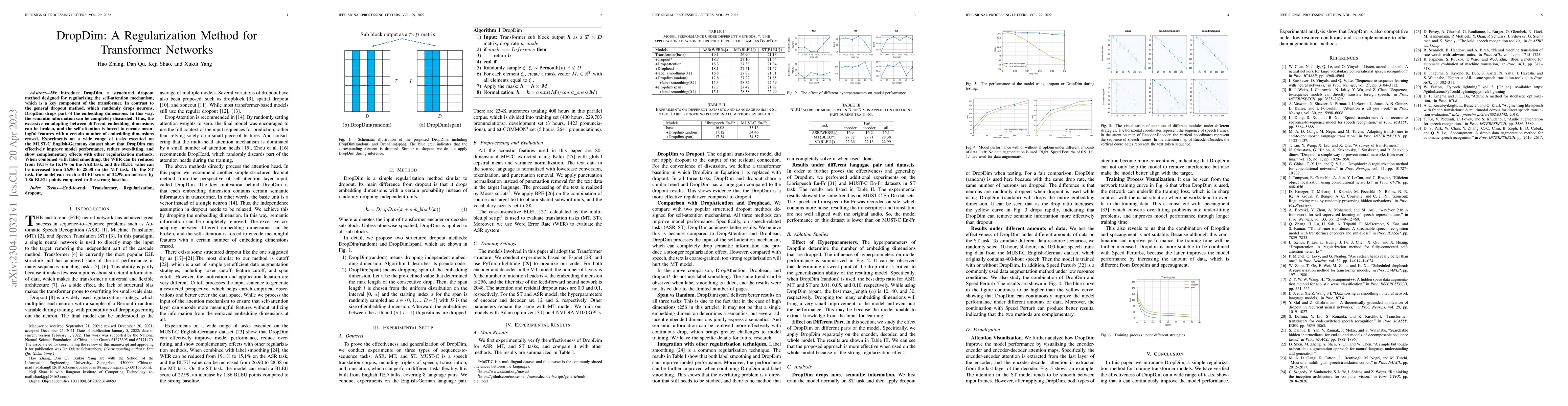 Thumbnail for DropDim: A Regularization Method for Transformer Networks