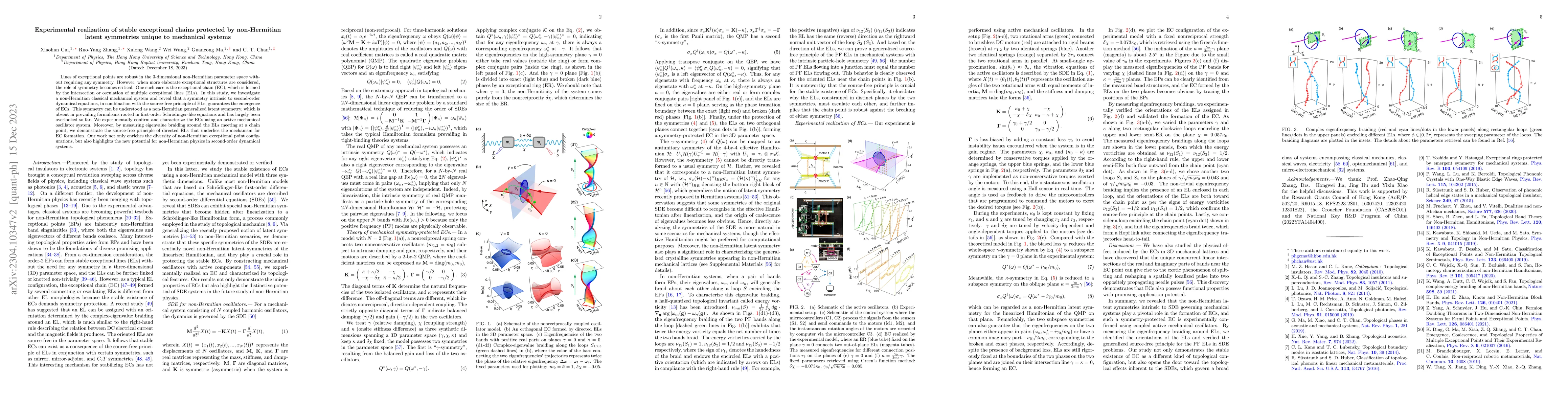 Thumbnail for Experimental realization of stable exceptional chains protected by
  non-Hermitian latent symmetries unique to mechanical systems