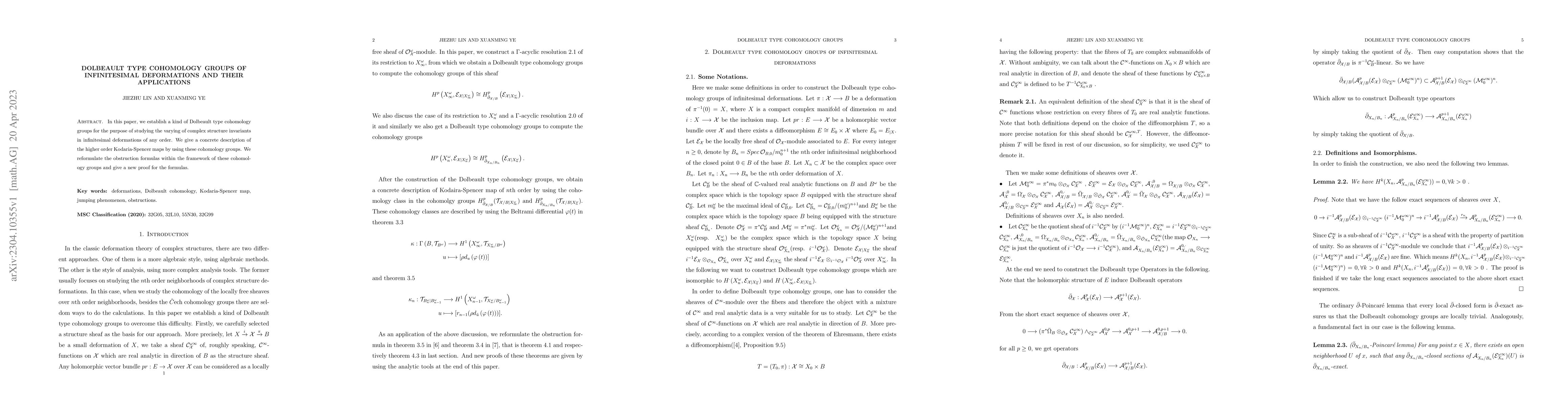 Thumbnail for Dolbeault Type Cohomology Groups of Infinitesimal Deformations and Their
  Applications